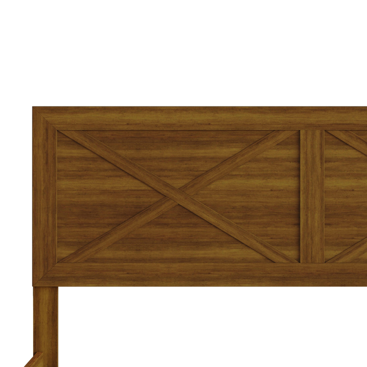 Home Design Oxnard Solid Wood Platform Bed Frame with X-Pattern Headboard and Full Slat Support System