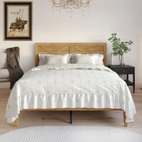 Home Design Oxnard Solid Wood Platform Bed Frame with X-Pattern Headboard and Full Slat Support System