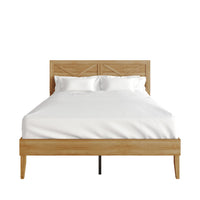 Home Design Oxnard Solid Wood Platform Bed Frame with X-Pattern Headboard and Full Slat Support System