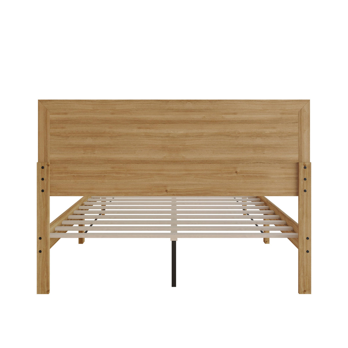 Home Design Oxnard Solid Wood Platform Bed Frame with X-Pattern Headboard and Full Slat Support System