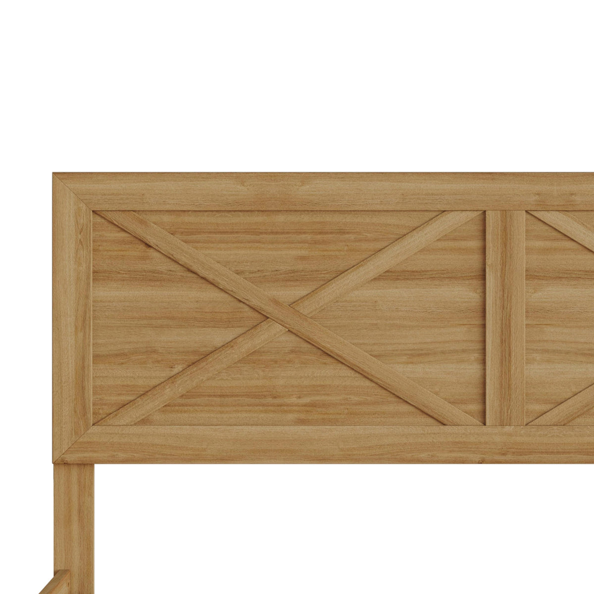 Home Design Oxnard Solid Wood Platform Bed Frame with X-Pattern Headboard and Full Slat Support System