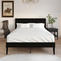 Home Design Oxnard Solid Wood Platform Bed Frame with X-Pattern Headboard and Full Slat Support System