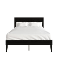 Home Design Oxnard Solid Wood Platform Bed Frame with X-Pattern Headboard and Full Slat Support System