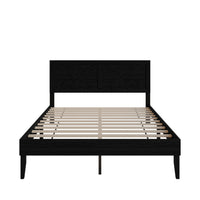Home Design Oxnard Solid Wood Platform Bed Frame with X-Pattern Headboard and Full Slat Support System