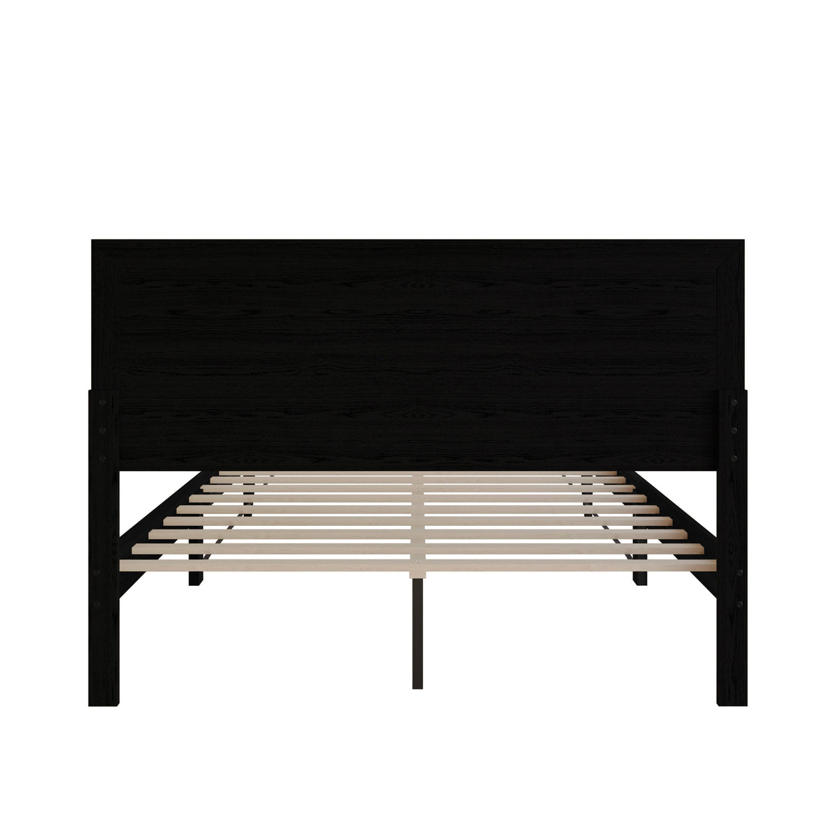 Home Design Oxnard Solid Wood Platform Bed Frame with X-Pattern Headboard and Full Slat Support System