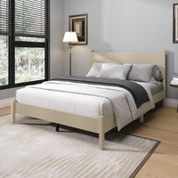 Home Design Branford Solid Wood Platform Bed Frame with Panel Headboard and Full Slat Support