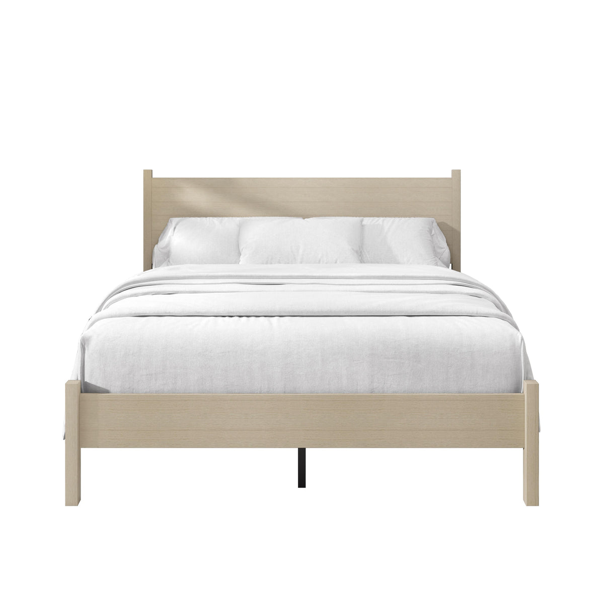 Home Design Branford Solid Wood Platform Bed Frame with Panel Headboard and Full Slat Support