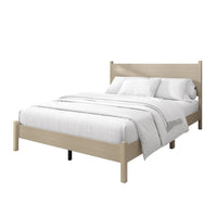 Home Design Branford Solid Wood Platform Bed Frame with Panel Headboard and Full Slat Support