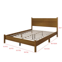 Home Design Branford Solid Wood Platform Bed Frame with Panel Headboard and Full Slat Support
