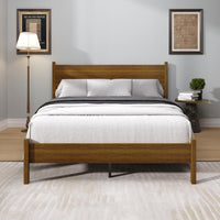 Home Design Branford Solid Wood Platform Bed Frame with Panel Headboard and Full Slat Support