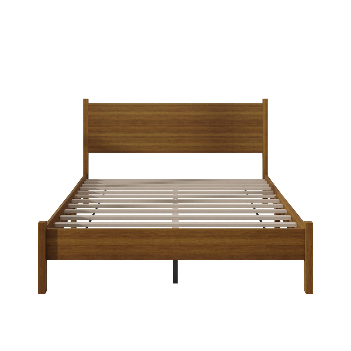 Home Design Branford Solid Wood Platform Bed Frame with Panel Headboard and Full Slat Support
