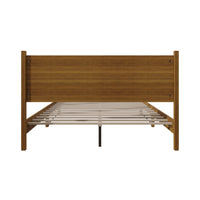 Home Design Branford Solid Wood Platform Bed Frame with Panel Headboard and Full Slat Support