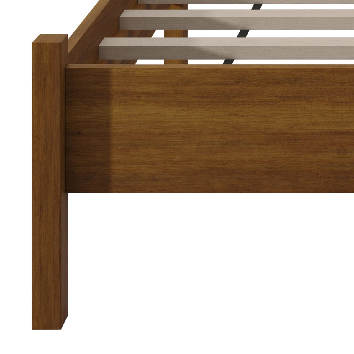 Home Design Branford Solid Wood Platform Bed Frame with Panel Headboard and Full Slat Support