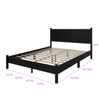 Home Design Branford Solid Wood Platform Bed Frame with Panel Headboard and Full Slat Support