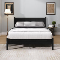 Home Design Branford Solid Wood Platform Bed Frame with Panel Headboard and Full Slat Support