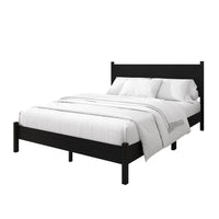 Home Design Branford Solid Wood Platform Bed Frame with Panel Headboard and Full Slat Support