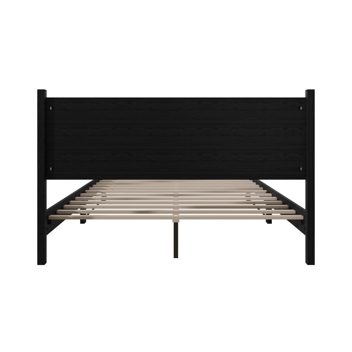 Home Design Branford Solid Wood Platform Bed Frame with Panel Headboard and Full Slat Support