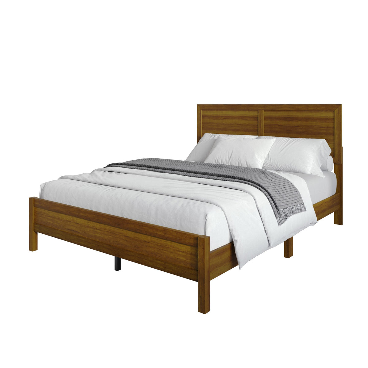 Home Design Norton Solid Wood Platform Bed With Slats Support, No Box Spring Required, Easy Assembly
