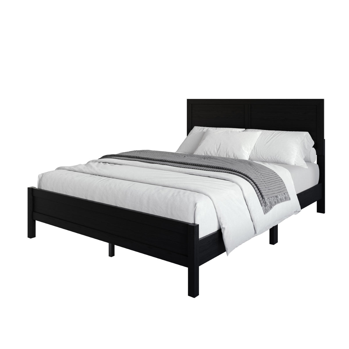 Home Design Norton Solid Wood Platform Bed With Slats Support, No Box Spring Required, Easy Assembly