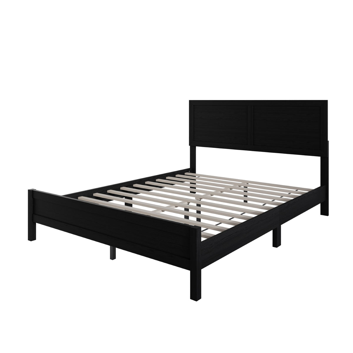 Norton Solid Wood Platform Bed With Slats Support, No Box Spring Required, Easy Assembly