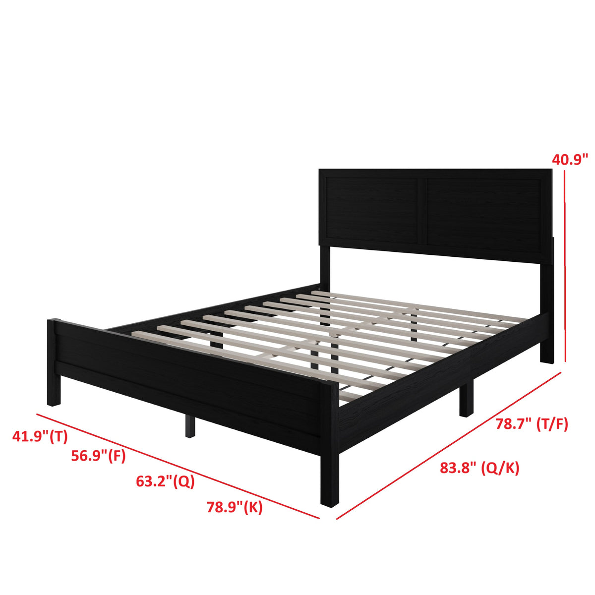 Home Design Norton Solid Wood Platform Bed With Slats Support, No Box Spring Required, Easy Assembly