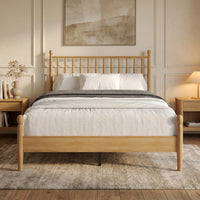 Home Design Downey Solid Wood Platform Bed With Spindle Headboard, No Box Spring Required