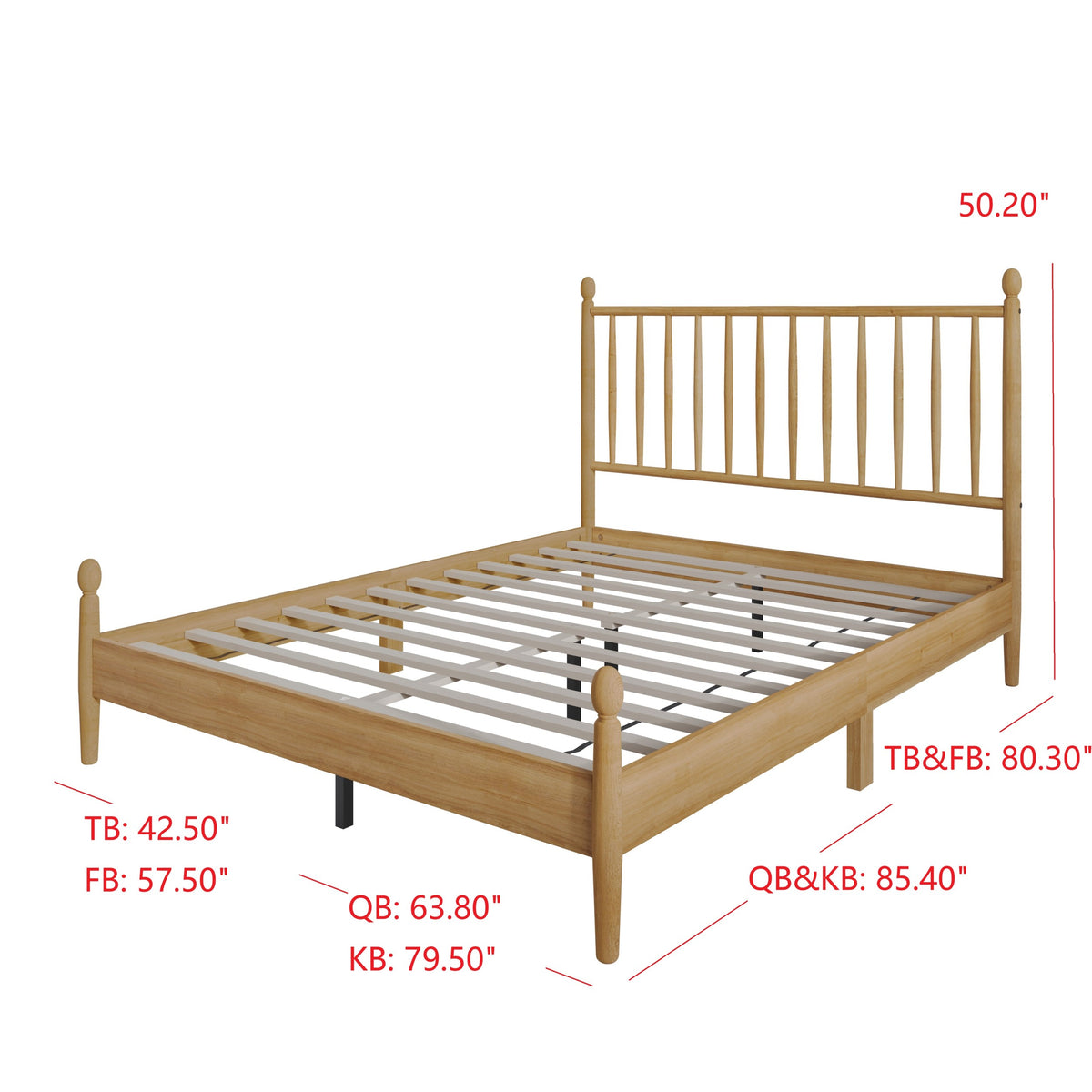 Home Design Downey Solid Wood Platform Bed With Spindle Headboard, No Box Spring Required