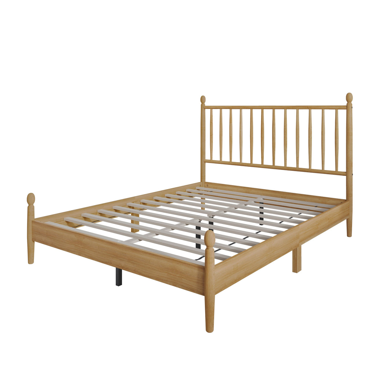 Home Design Downey Solid Wood Platform Bed With Spindle Headboard, No Box Spring Required