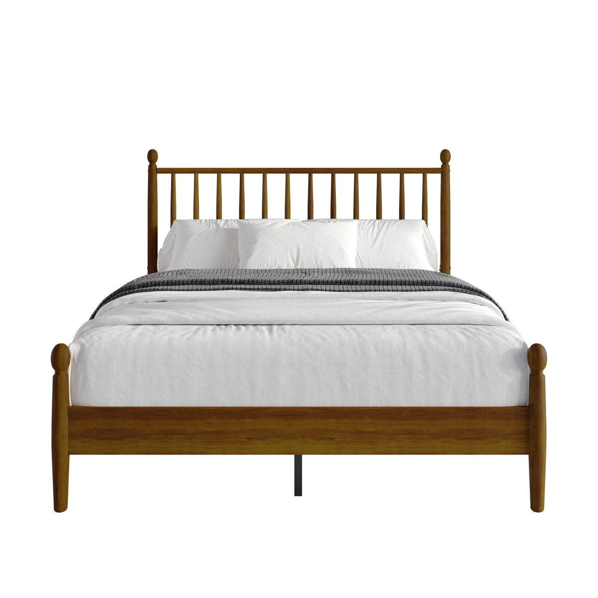 Home Design Downey Solid Wood Platform Bed With Spindle Headboard, No Box Spring Required