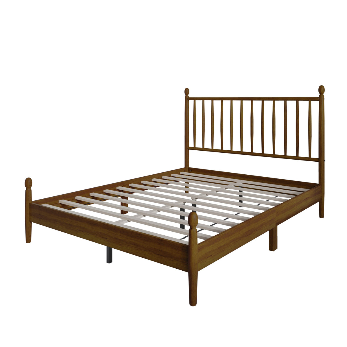 Home Design Downey Solid Wood Platform Bed With Spindle Headboard, No Box Spring Required