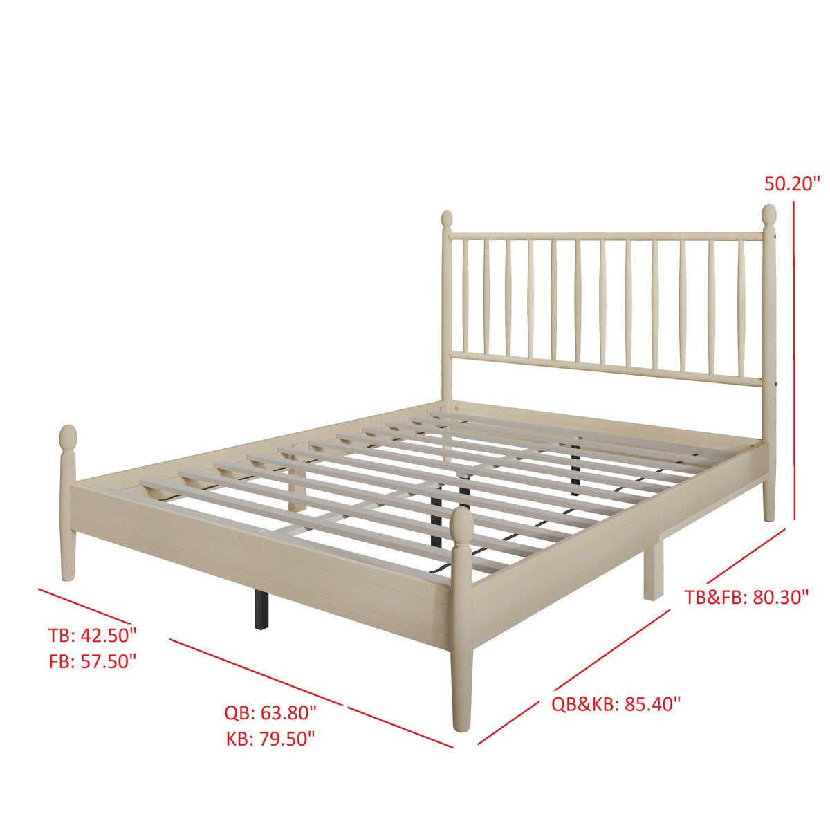 Home Design Downey Solid Wood Platform Bed With Spindle Headboard, No Box Spring Required