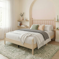 Home Design Downey Solid Wood Platform Bed With Spindle Headboard, No Box Spring Required