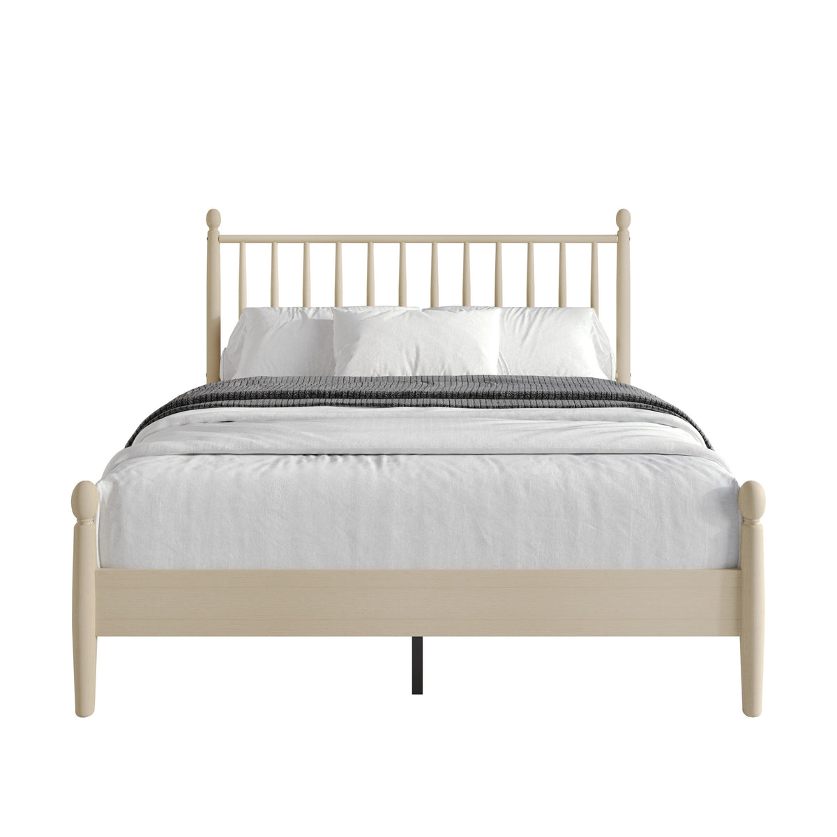 Home Design Downey Solid Wood Platform Bed With Spindle Headboard, No Box Spring Required