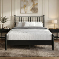 Home Design Downey Solid Wood Platform Bed With Spindle Headboard, No Box Spring Required