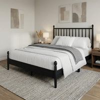 Home Design Downey Solid Wood Platform Bed With Spindle Headboard, No Box Spring Required