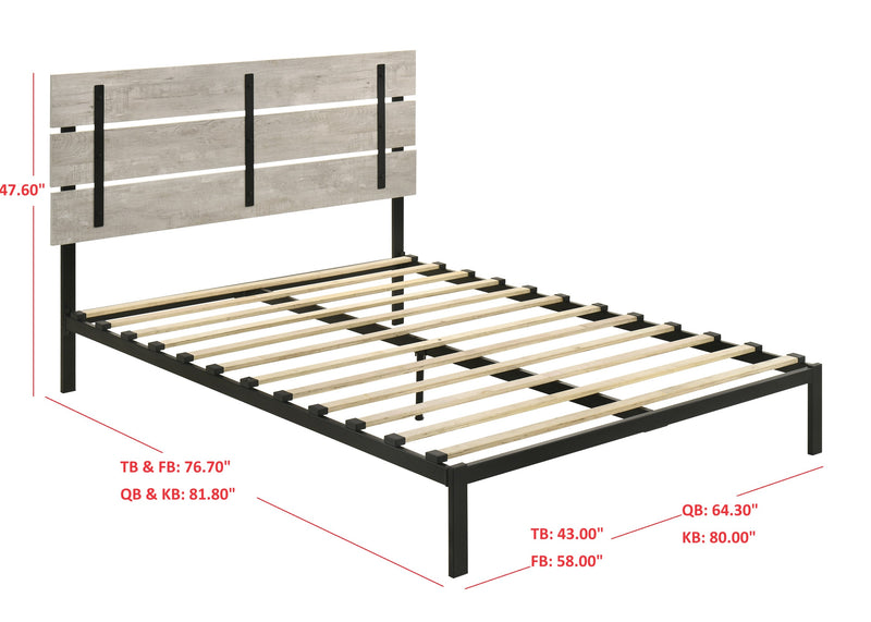Home Design Hayward Metal Platform Bed Frame, Gray