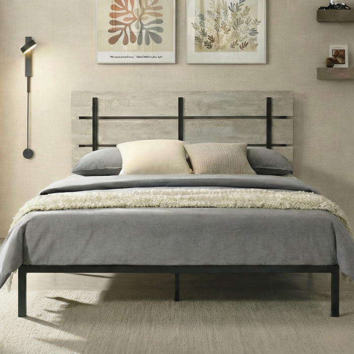 Hayward Twin Metal Platform Bed Frame with Full Slats and Under-Bed Storage, Gray, Easy Assembly