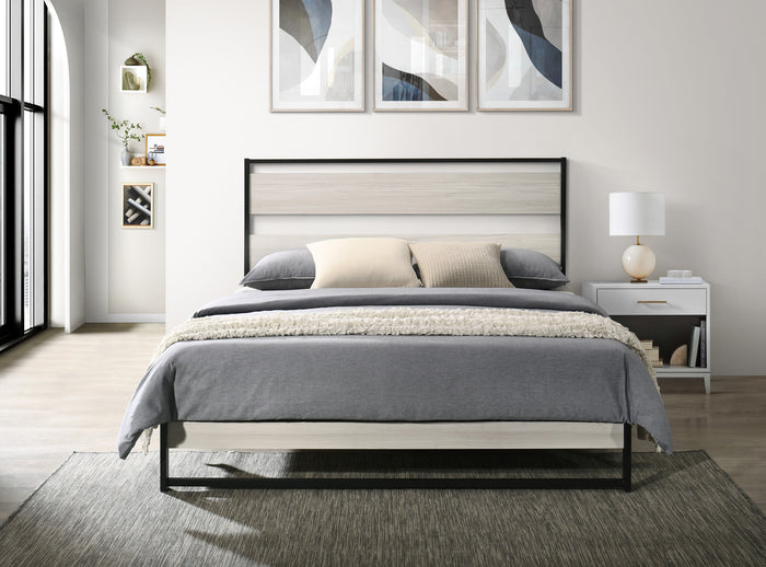 Home Design Huron Metal Platform Bed Frame, Light Gray