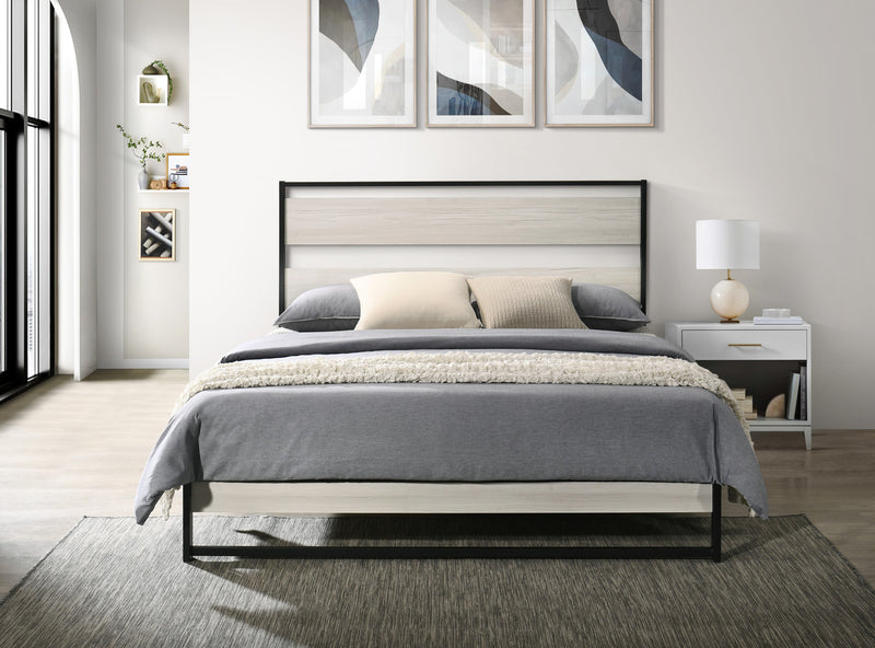 Home Design Huron Metal Platform Bed Frame, Light Gray