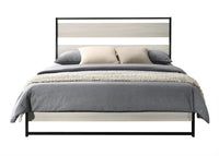 Home Design Huron Metal Platform Bed Frame, Light Gray