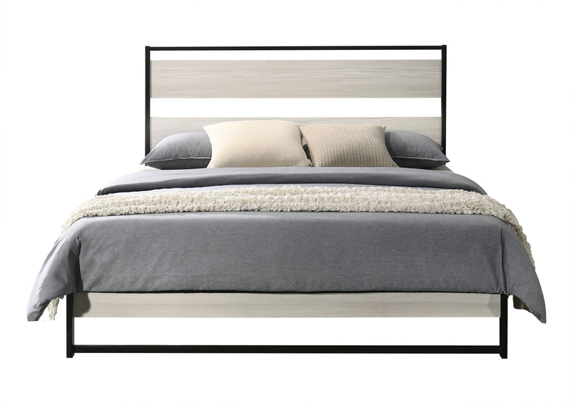 Home Design Huron Metal Platform Bed Frame, Light Gray