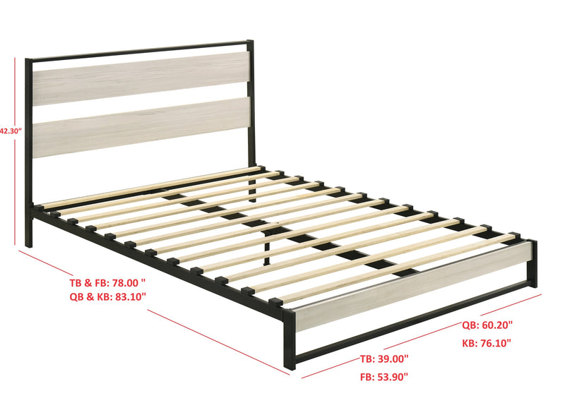 Home Design Huron Metal Platform Bed Frame, Light Gray