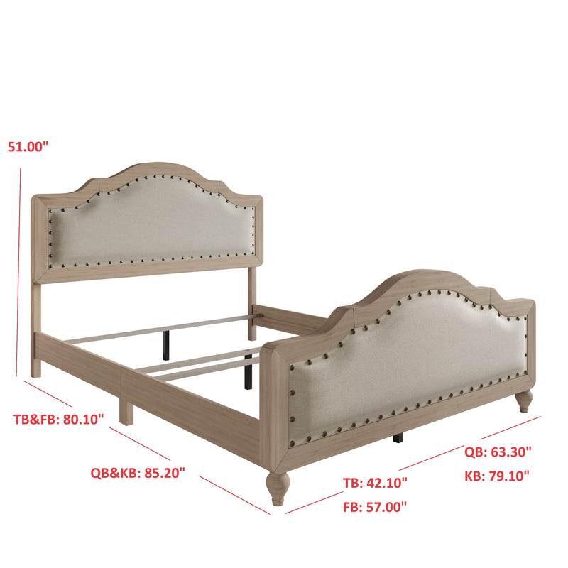 Home Design Hilton Platform Bed Frame, Antique Gray/Warm Gray