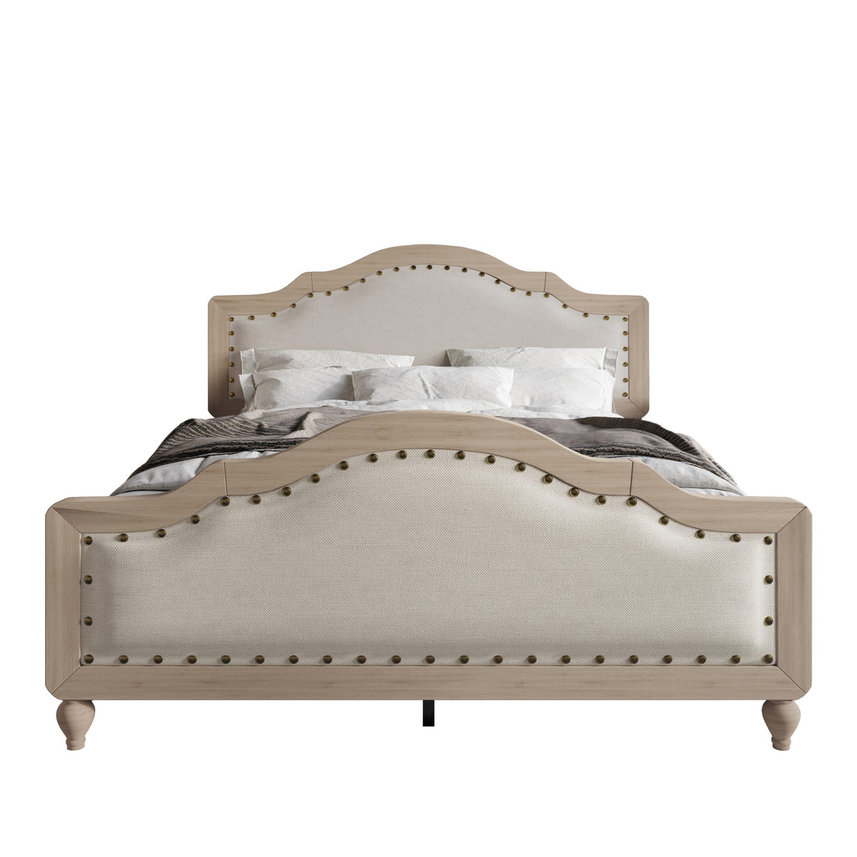 Home Design Hilton Platform Bed Frame, Antique Gray/Warm Gray