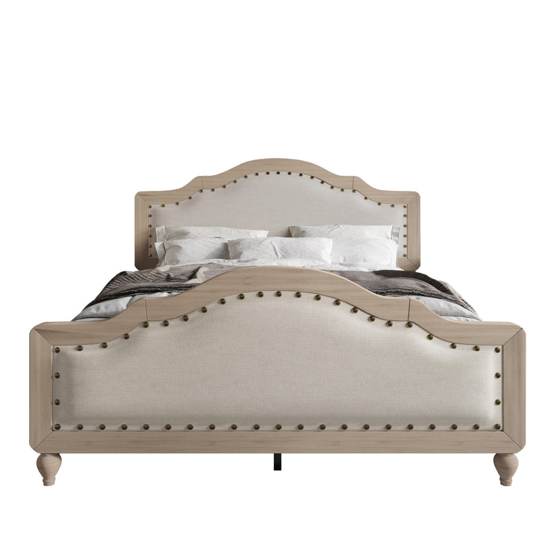 Home Design Hilton Platform Bed Frame, Antique Gray/Warm Gray