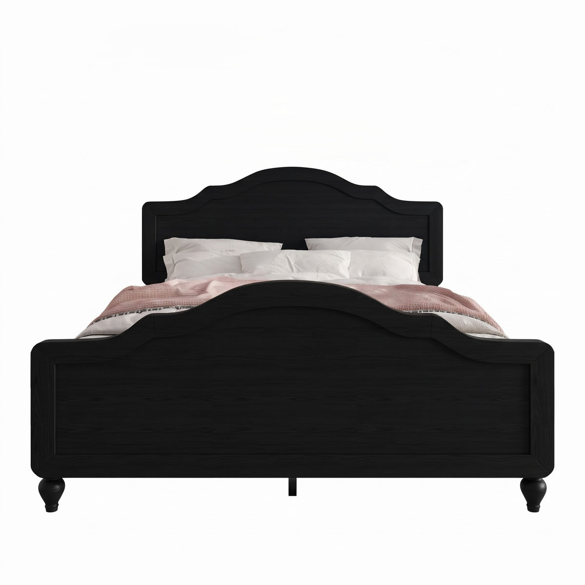 Hinton Twin Platform Bed Frame with Arched Headboard and Footboard, Easy Assembly