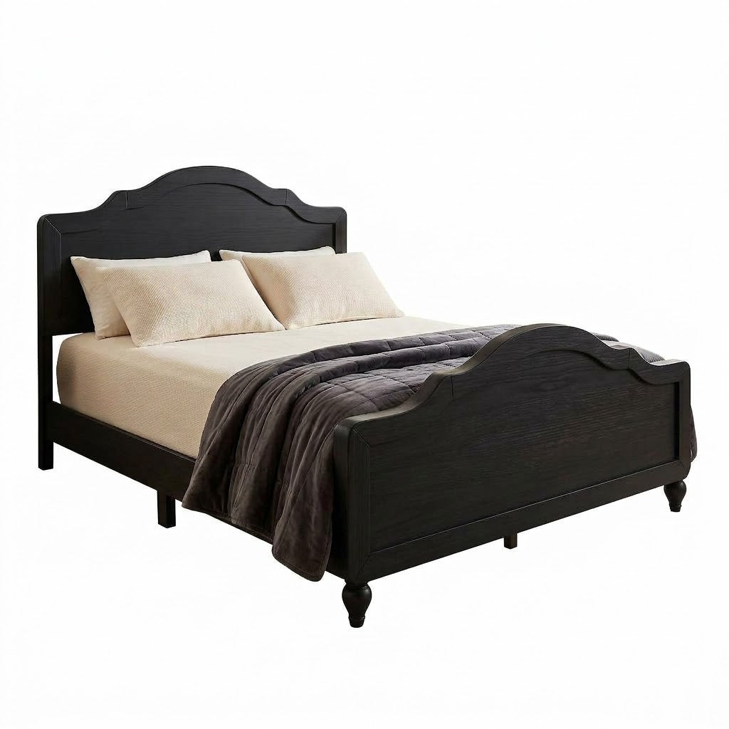 Hinton Twin Platform Bed Frame with Arched Headboard and Footboard, Easy Assembly