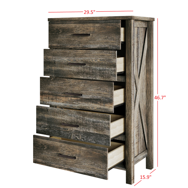 Home Design Niles 5 Drawer Chest, Brown