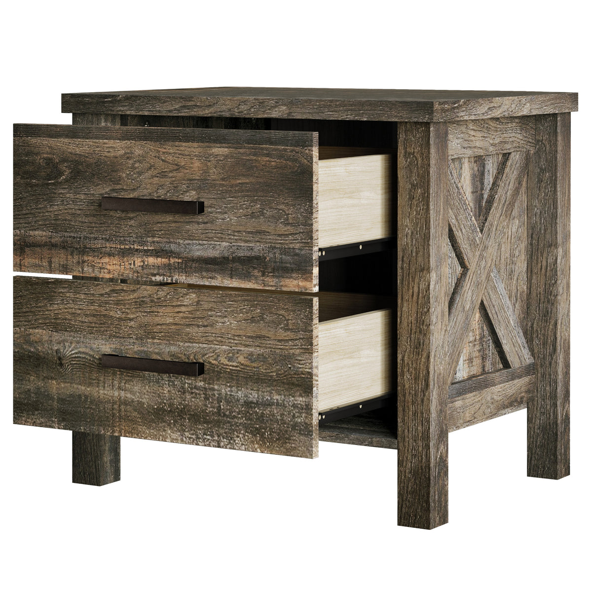 Home Design Niles 2 Drawer Nightstand, Brown