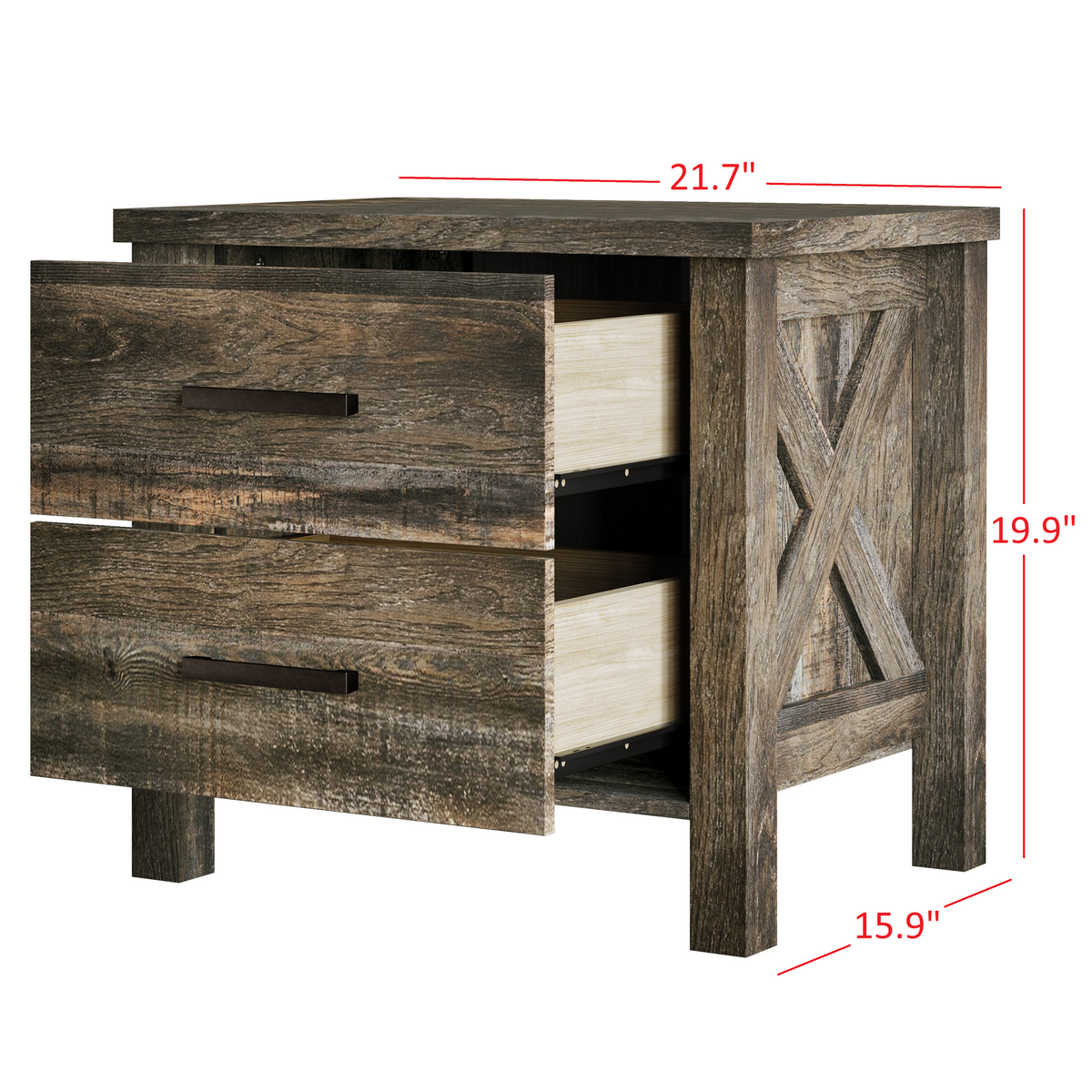 Home Design Niles 2 Drawer Nightstand, Brown